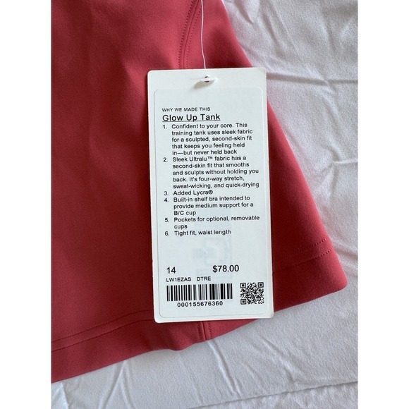 New Lululemon Glow Up Tank Top Size 14 LWIEZAS DTRE Dessert Red B/C Cup - Picture 4 of 10